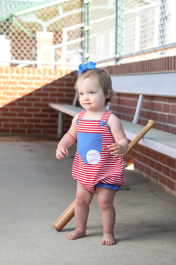 Baseball Pocket Ruffle Sunsuit