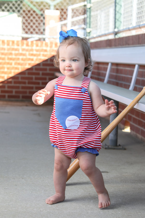 Baseball Pocket Ruffle Sunsuit