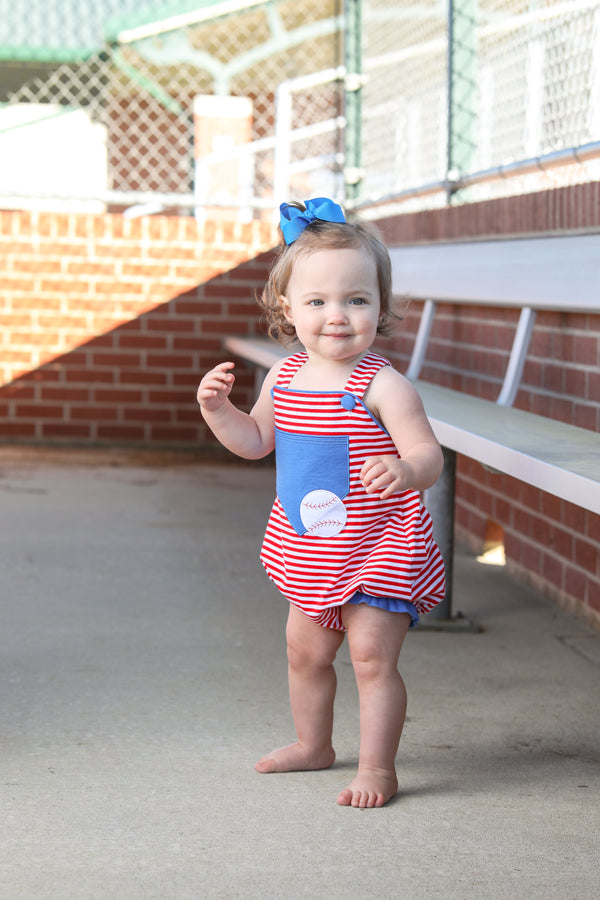 Baseball Pocket Ruffle Sunsuit