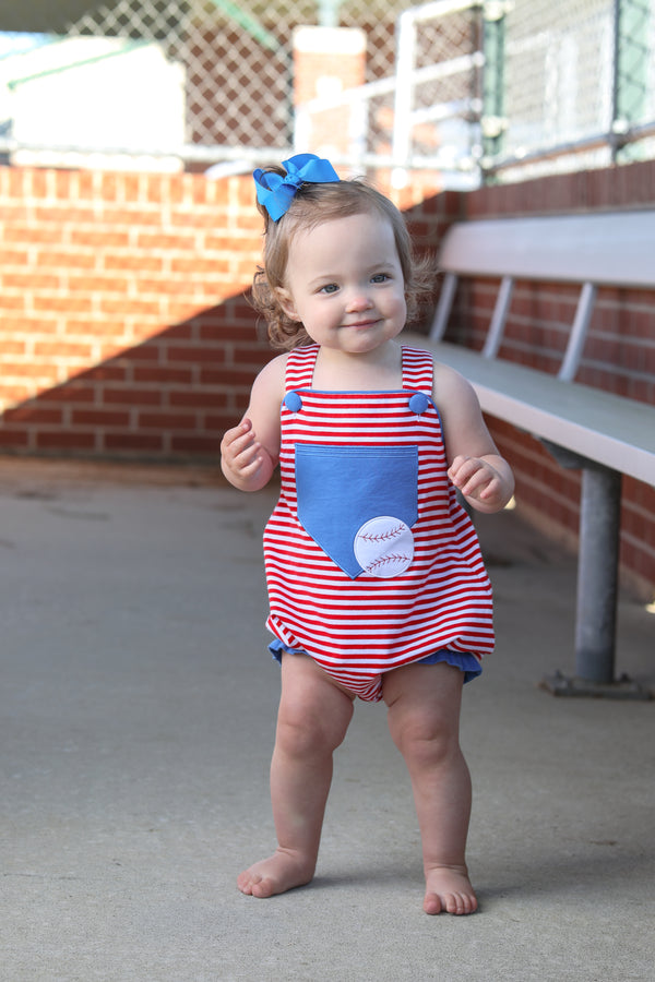 Baseball Pocket Ruffle Sunsuit