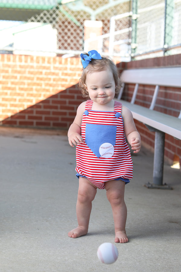 Baseball Pocket Ruffle Sunsuit