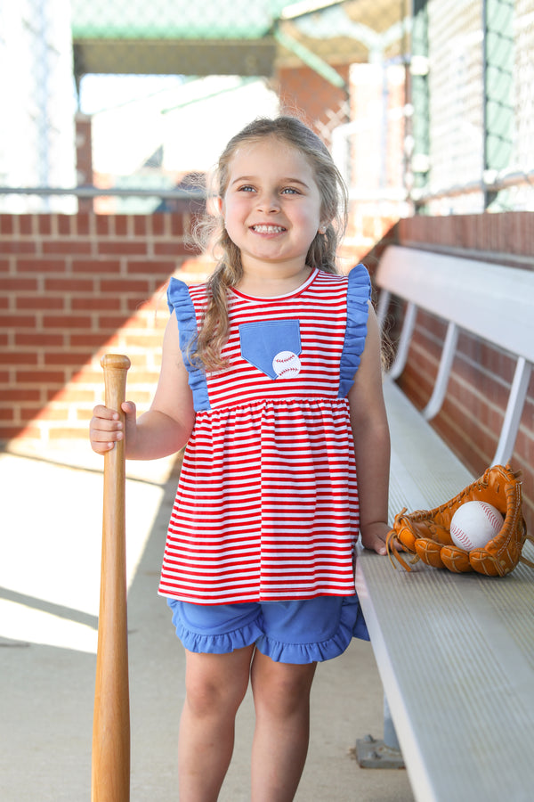 Baseball Pocket Ruffle Short Set