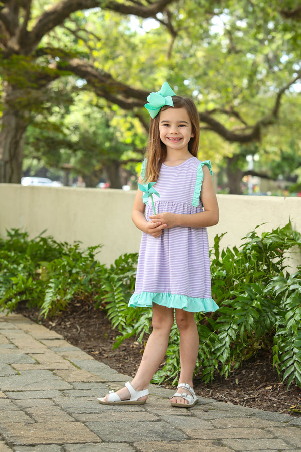 Josie Dress- Lavender Stripe/Mint