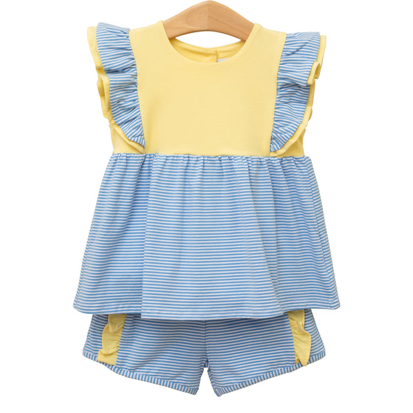 Rosie Short Set- Cornflower Stripe/Yellow