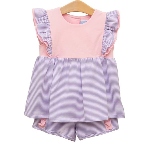 Rosie Short Set- Lavender Stripe/Light Pink