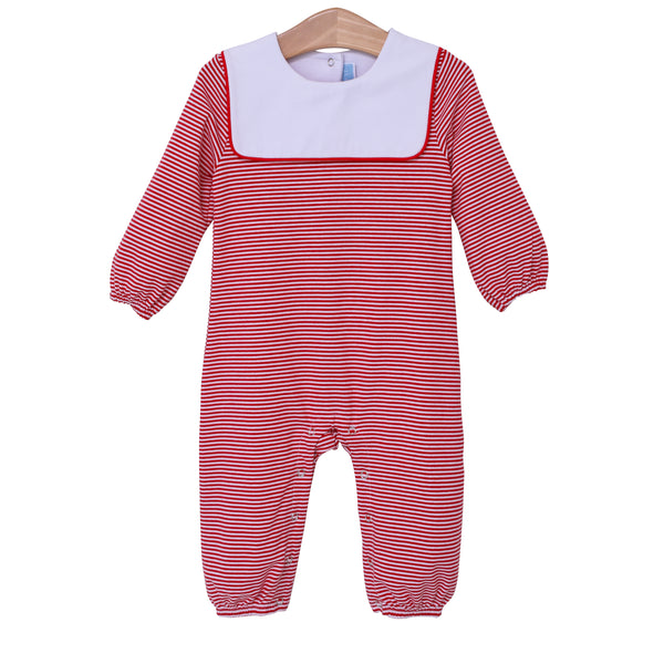 Lucas Romper- Red Stripe