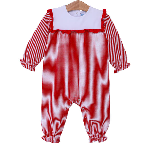 Marie Romper- Red Stripe