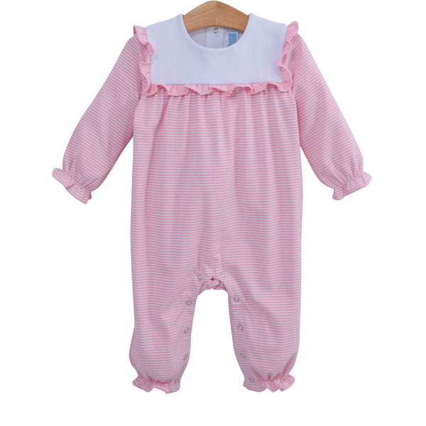 Marie Romper- Light Pink Stripe