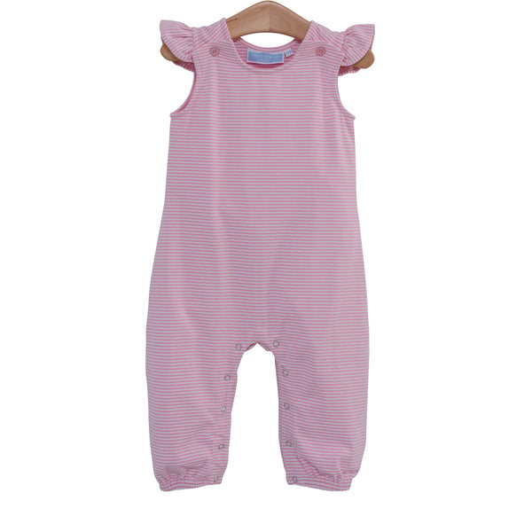 Caroline Romper- Light Pink Stripe