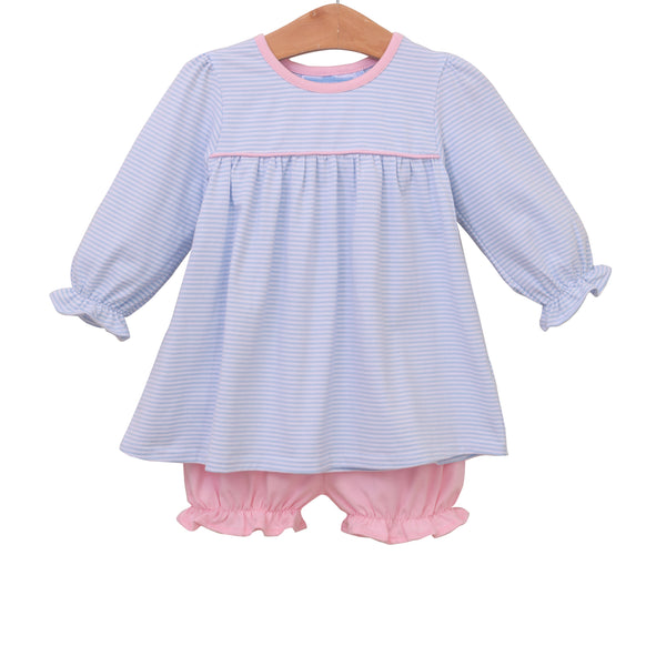 Ellie Bloomer Set- Light Blue Stripe/Light Pink