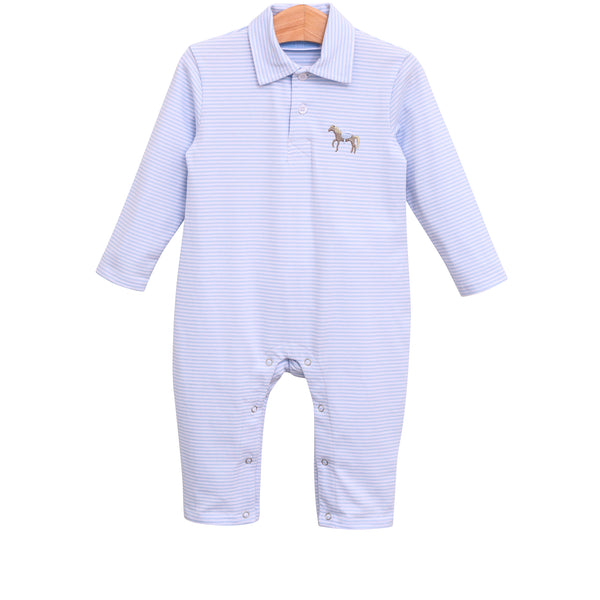 Horse Embroidery Polo Romper