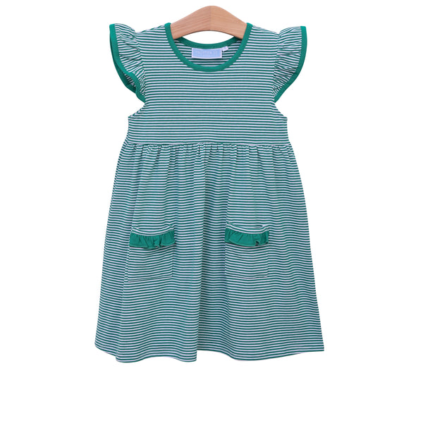 Lucy Game Day Dress- Green Stripe